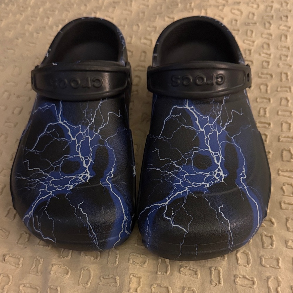 CROCS Black and Blue Lightning Slippers